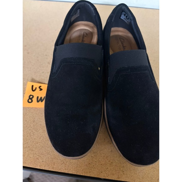 Clarks Shoes - Clarks Black Suede Slip-On Flats